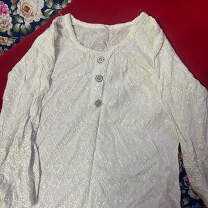 White Long Sleeve khurtha Top with